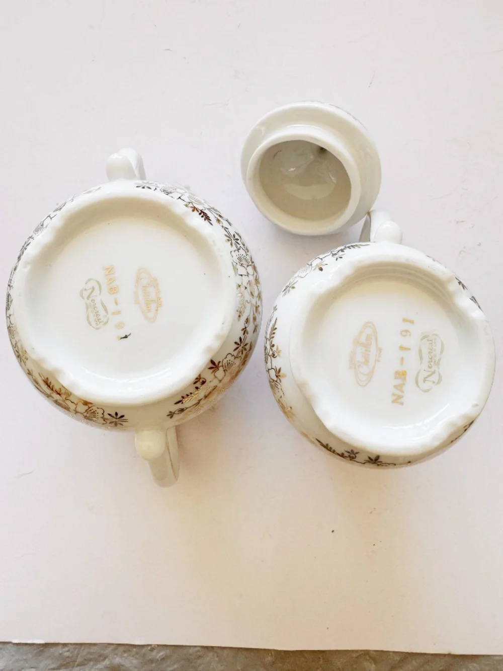 Norcrest Gold Rose 50th Anniversary Cream and Sugar Set Vintage Japan 3 Inches